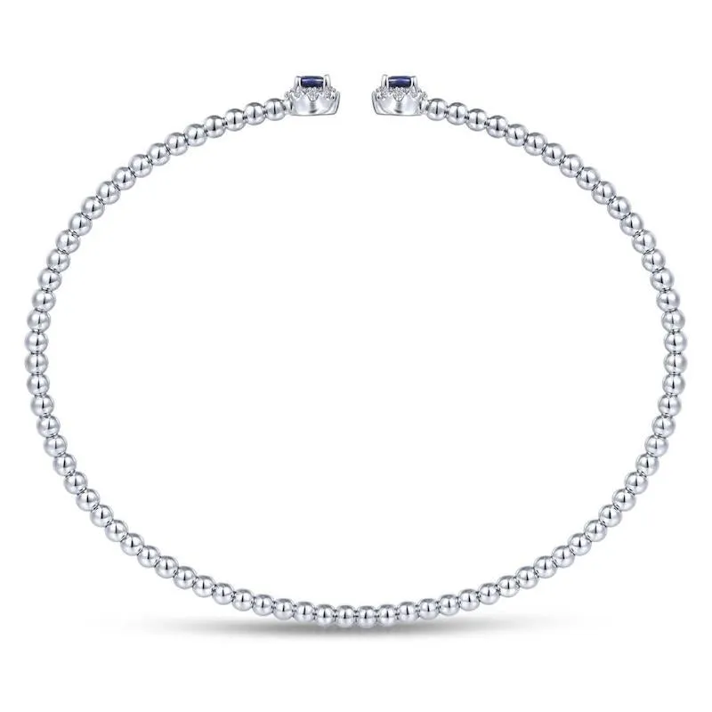 Gabriel & Co. 14k White Gold Bujukan Gemstone & Diamond Bangle Bracelet