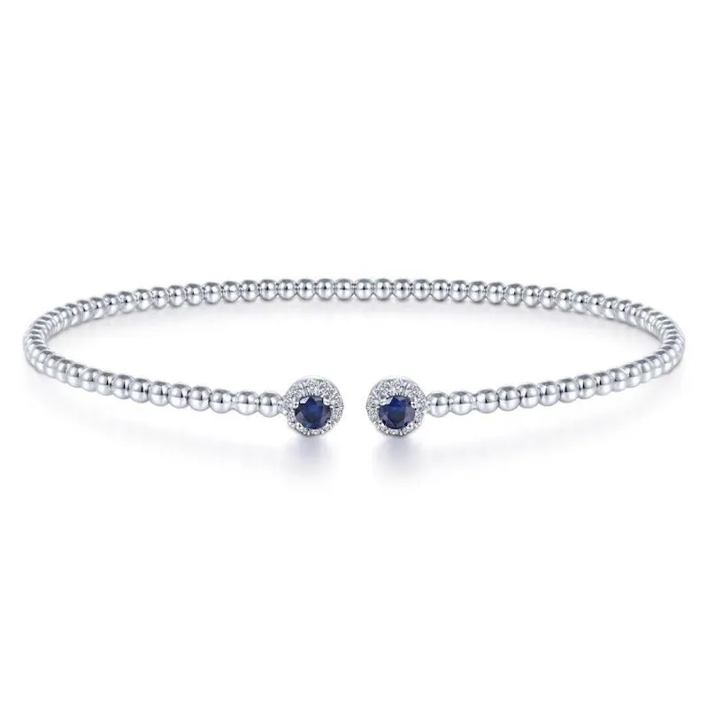 Gabriel & Co. 14k White Gold Bujukan Gemstone & Diamond Bangle Bracelet