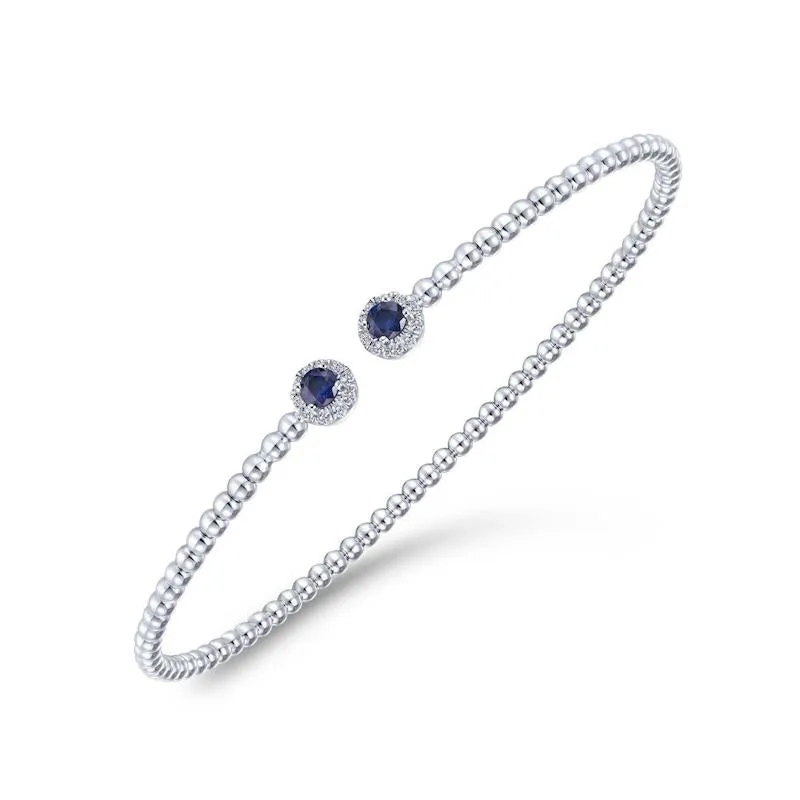 Gabriel & Co. 14k White Gold Bujukan Gemstone & Diamond Bangle Bracelet