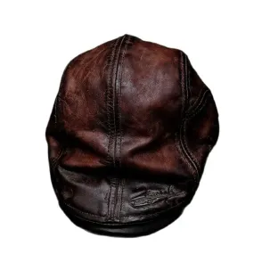 Genuine Leather Beret Hand-rubbed Colors Duckbill Cap