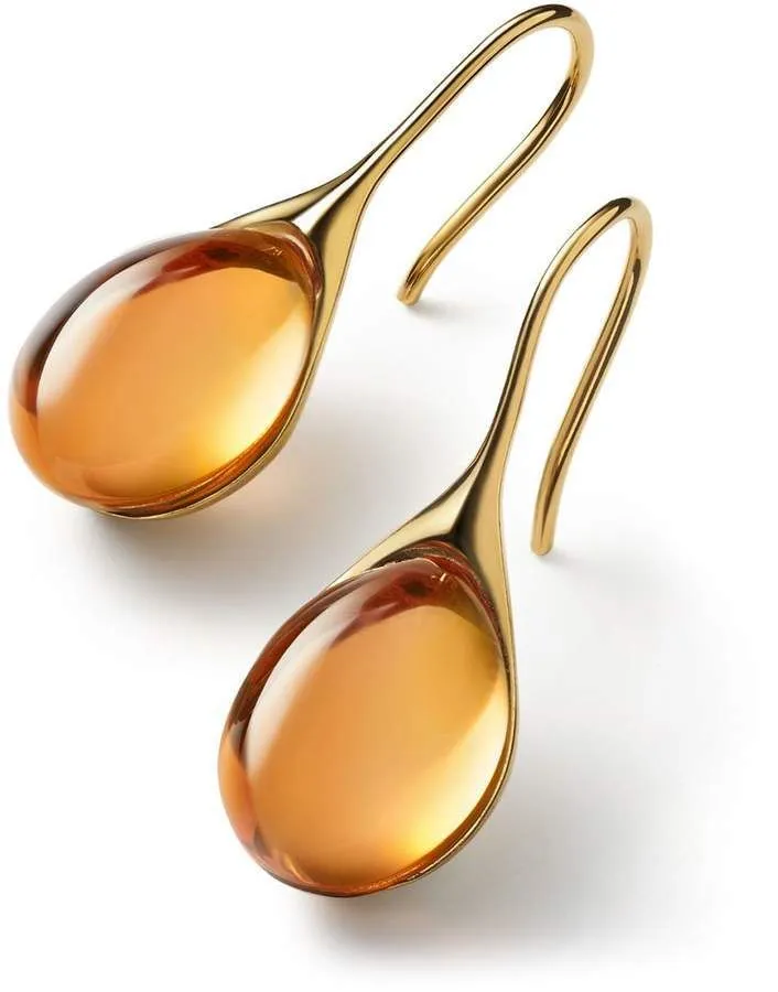 Golden Amber Teardrop Earrings-jlt11602