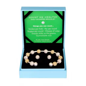 Golf Goddess Gift Set - Two-Tone Golf Ball Bead Stroke Counter Bracelet and Silver Golf Ball Earrings