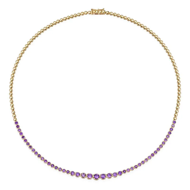 Graduated Amethyst Tennis Necklace