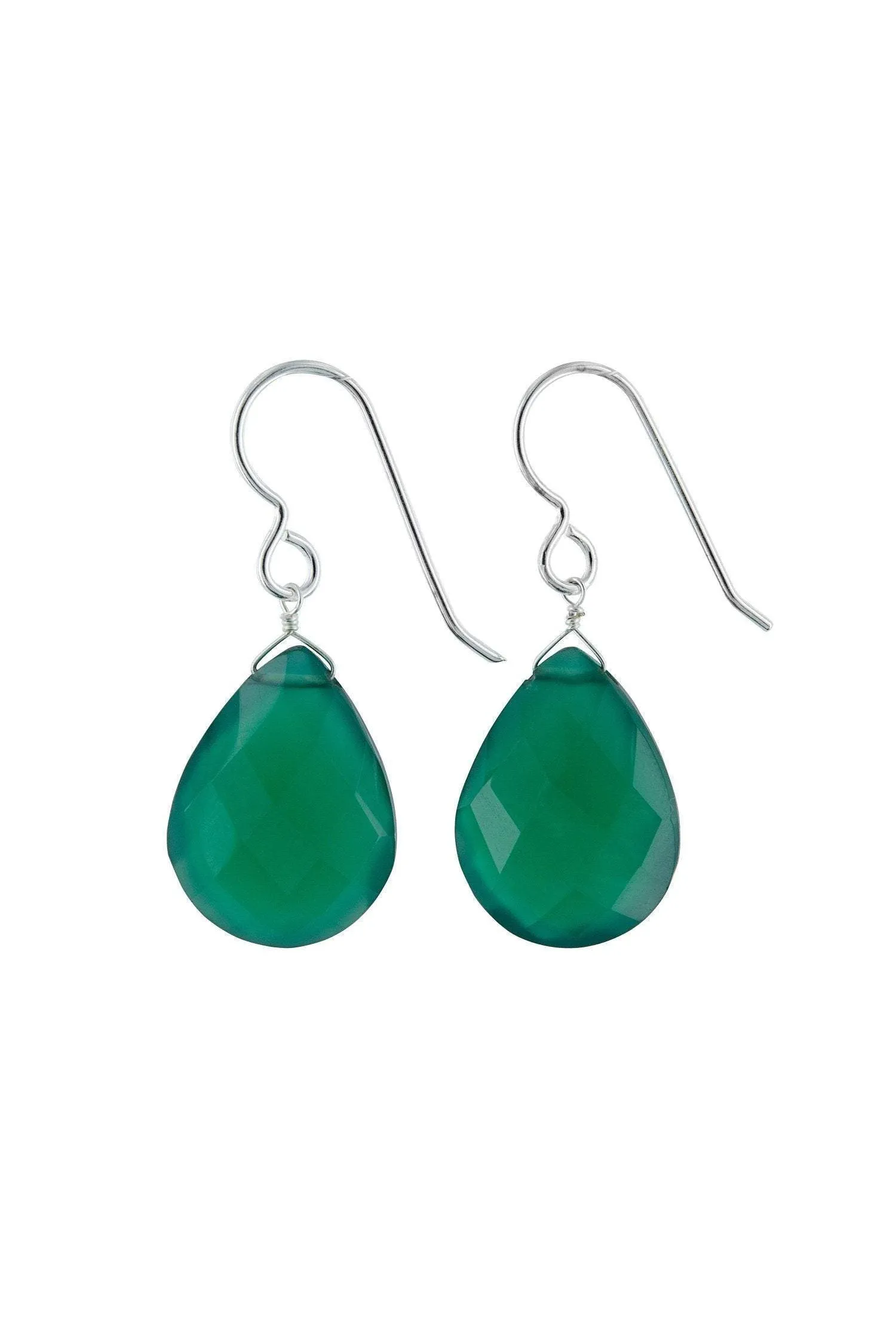 Green Chalcedony Gemstone Dangling Earrings