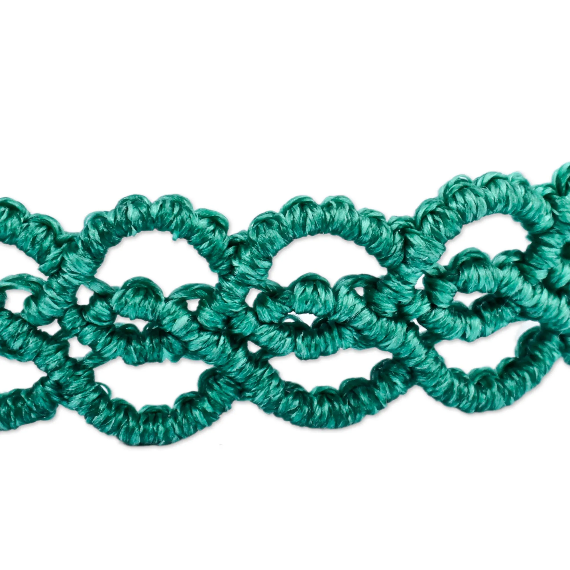 Handmade Aqua Macrame Wristband Bracelet with Jade Pendant - Stylish Aqua | NOVICA