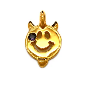 Happy Face with Horns and Beard 18k Yellow Gold Plated Custom Charm