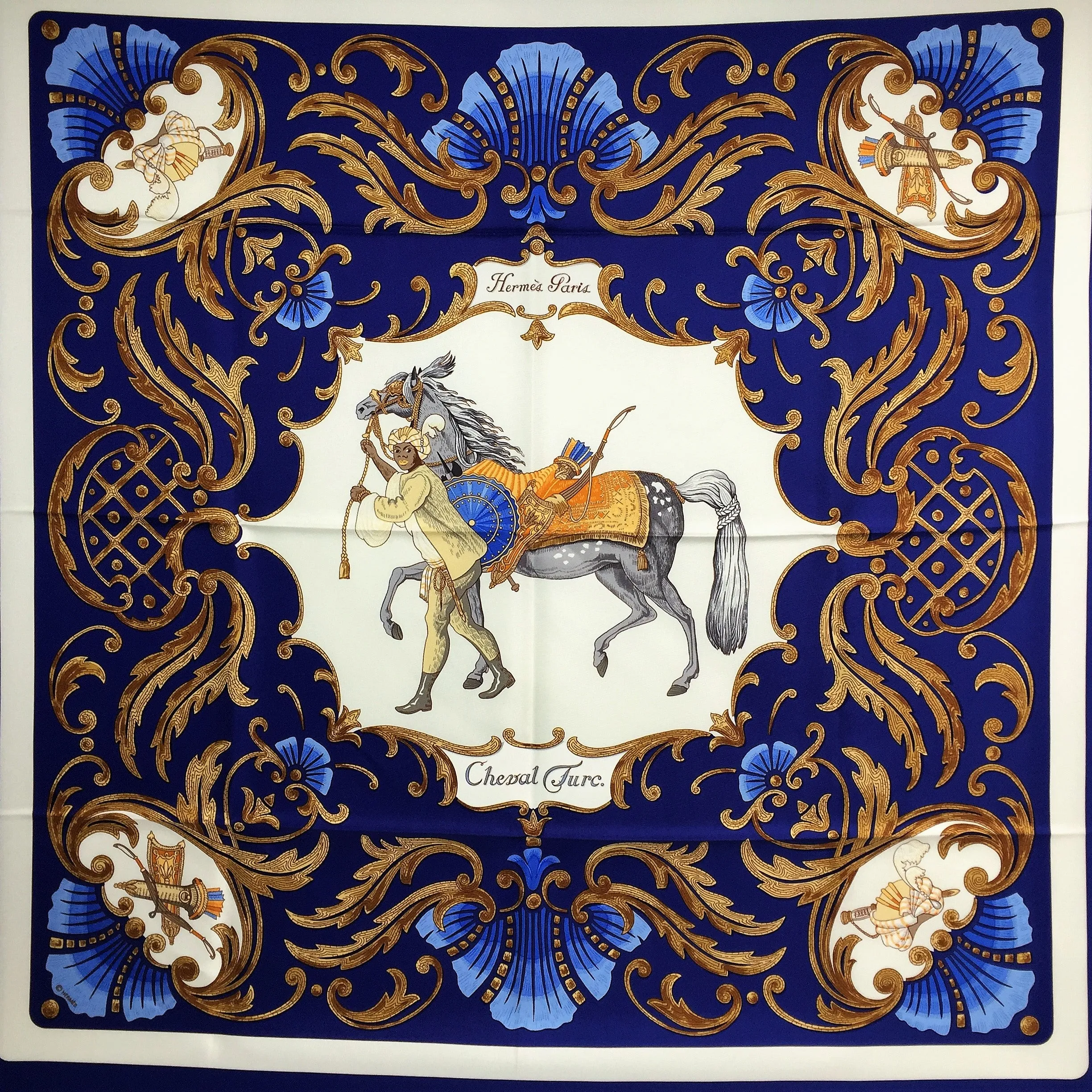 Hermes Silk Scarf Cheval Turc Blue UNWORN