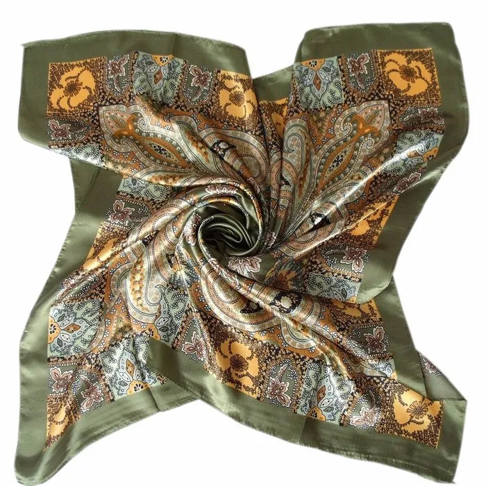 Hot Sale Satin Square Silk Scarf Printed For Ladies,New Arrival Women Brand Polyester Scarves