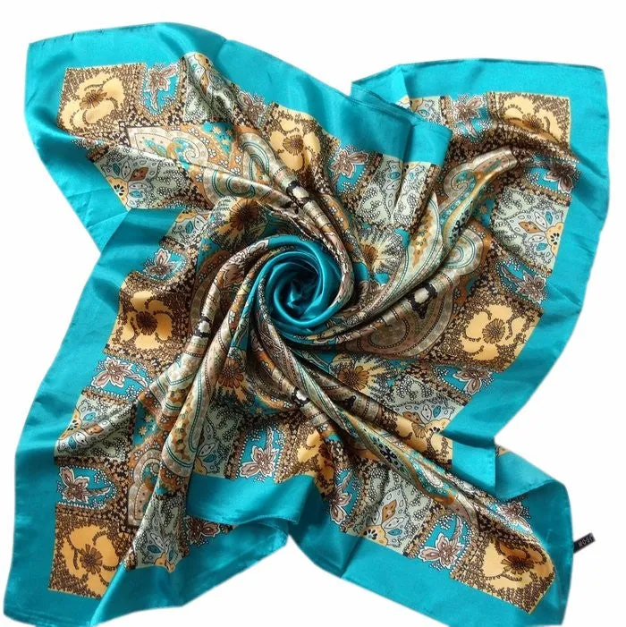 Hot Sale Satin Square Silk Scarf Printed For Ladies,New Arrival Women Brand Polyester Scarves