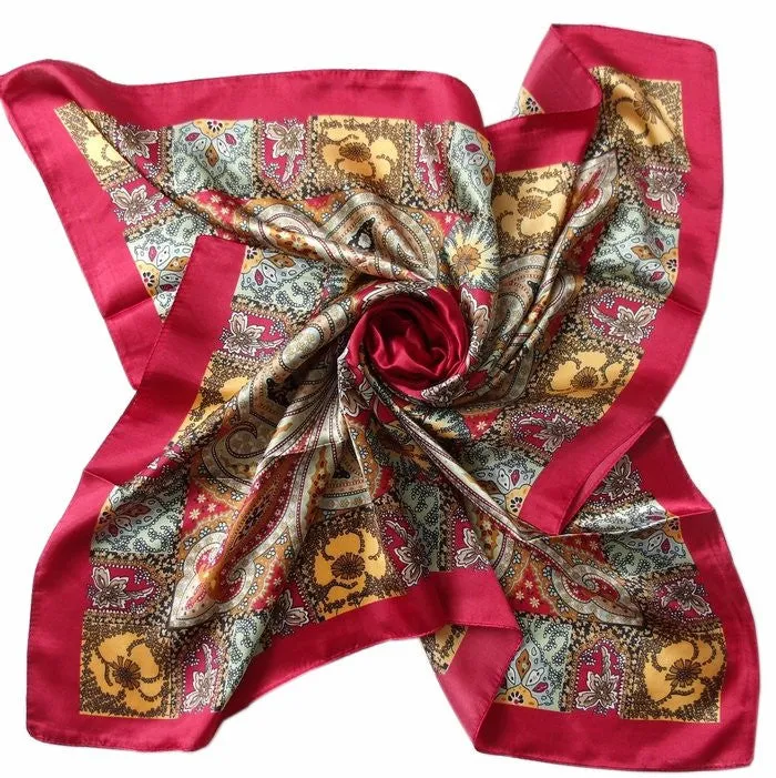 Hot Sale Satin Square Silk Scarf Printed For Ladies,New Arrival Women Brand Polyester Scarves