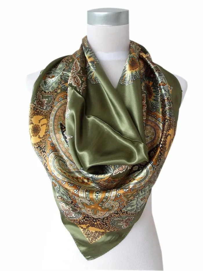 Hot Sale Satin Square Silk Scarf Printed For Ladies,New Arrival Women Brand Polyester Scarves