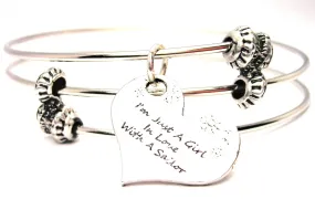 I'm Just A Girl In Love With A Sailor Triple Style Expandable Bangle Bracelet