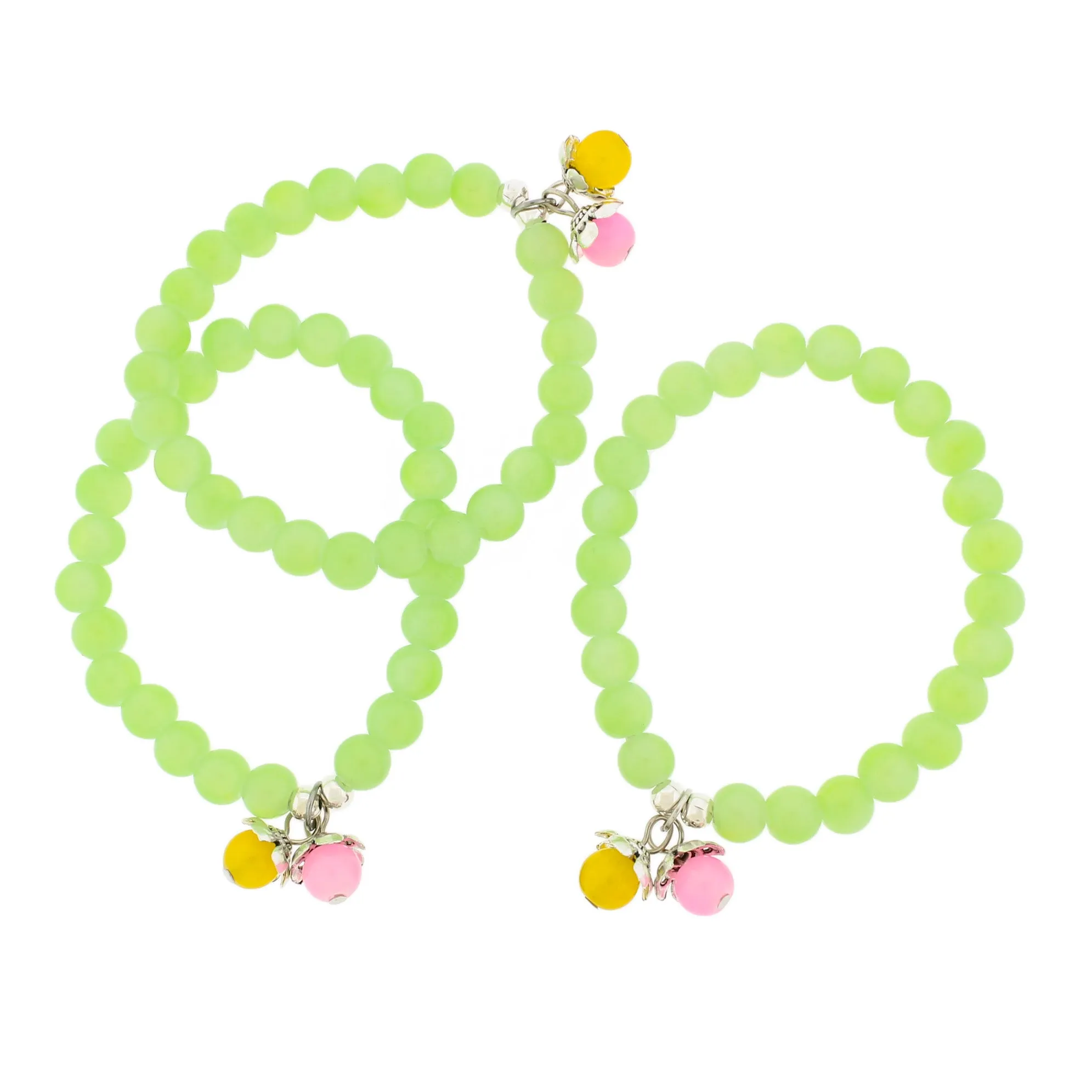 Imitation Jade Bead Bracelet - 8mm / 50mm - Pink or Green - 1 Bracelet