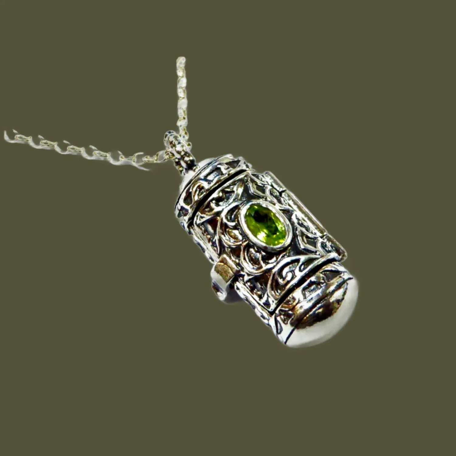 Israel jewelry online Locket Necklace for woman. Sterling silver pendant set cz zircon.