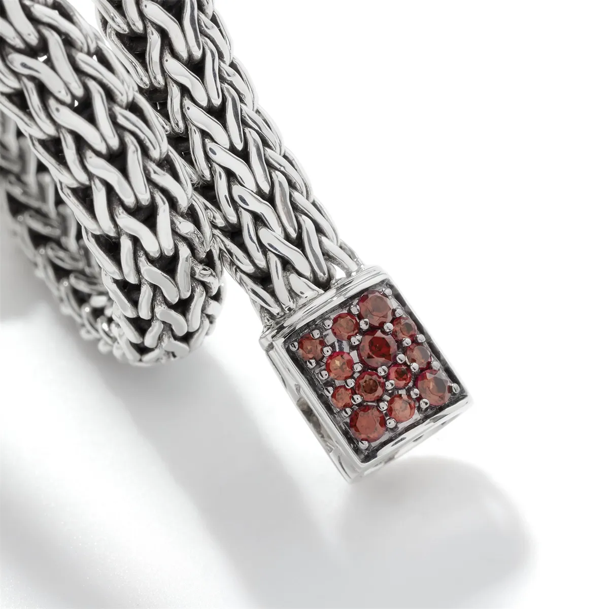 John Hardy Classic Chain Sterling Silver Small Reversible 6.5mm Bracelet with Garnet and Black Sapphire