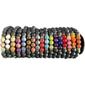 Lava Bead & Gemstone Bracelet