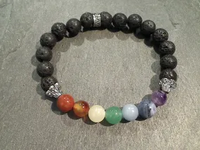 Lava Rock With Chakra Stones 8MM Stretch Bracelet