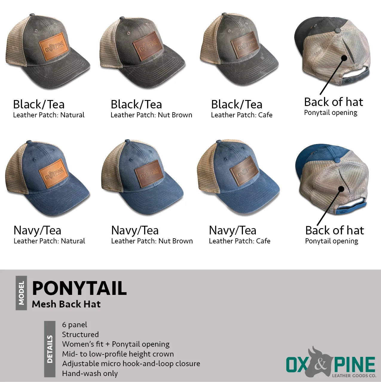 Leather Patch Ponytail Style Hat - Bride Stamp (block)