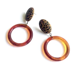 Leopard Print Tortoise Donut Drop Earrings