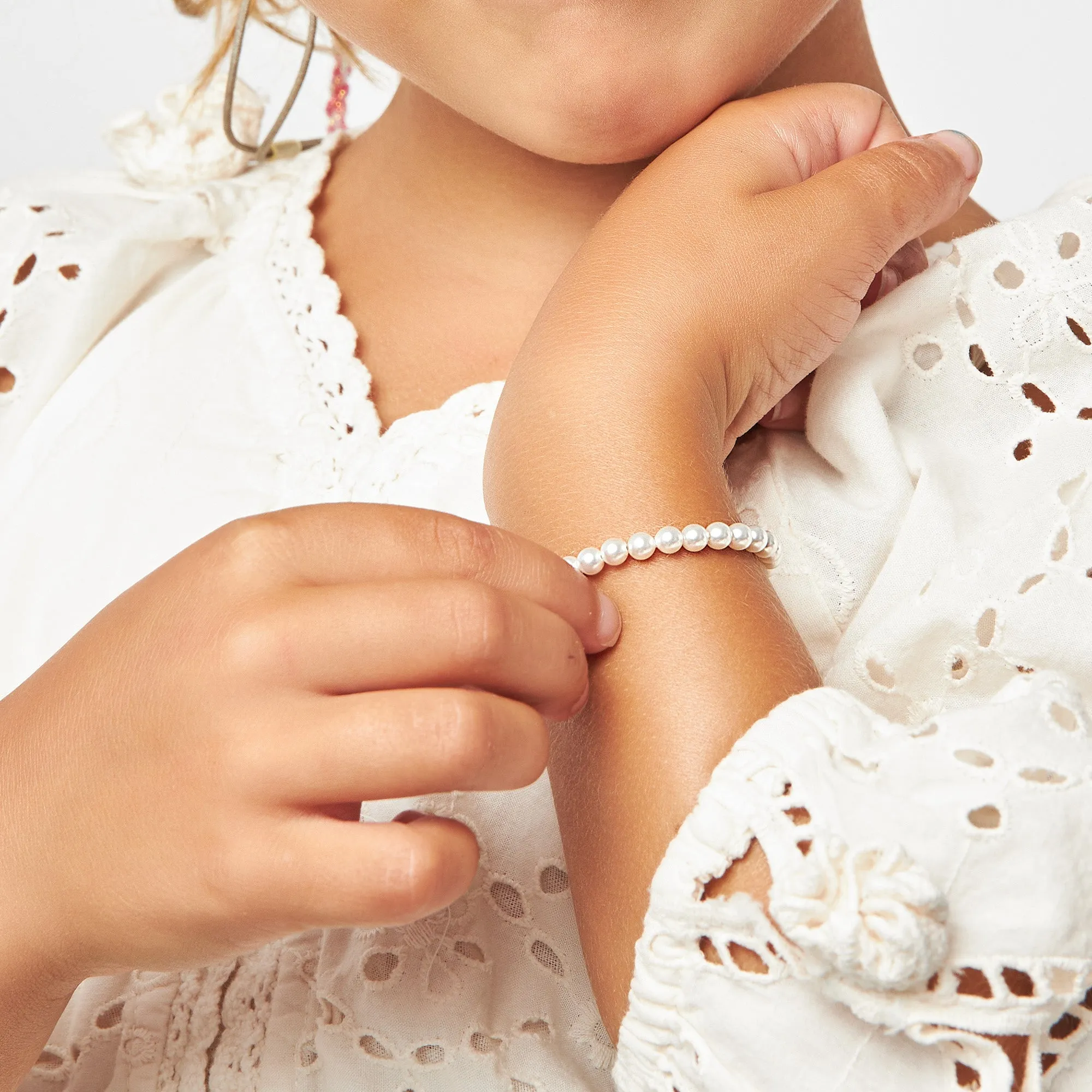 Little Girl Toddler Elegant Bracelet with White Pearls