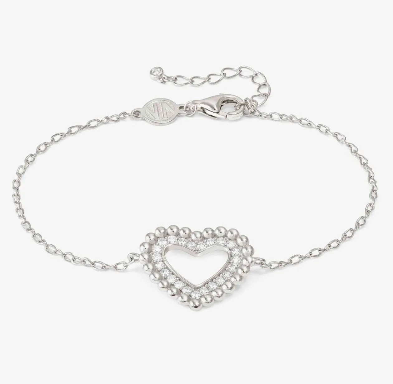 LOVECLOUD Sterling Silver CZ Heart Bracelet - Silver