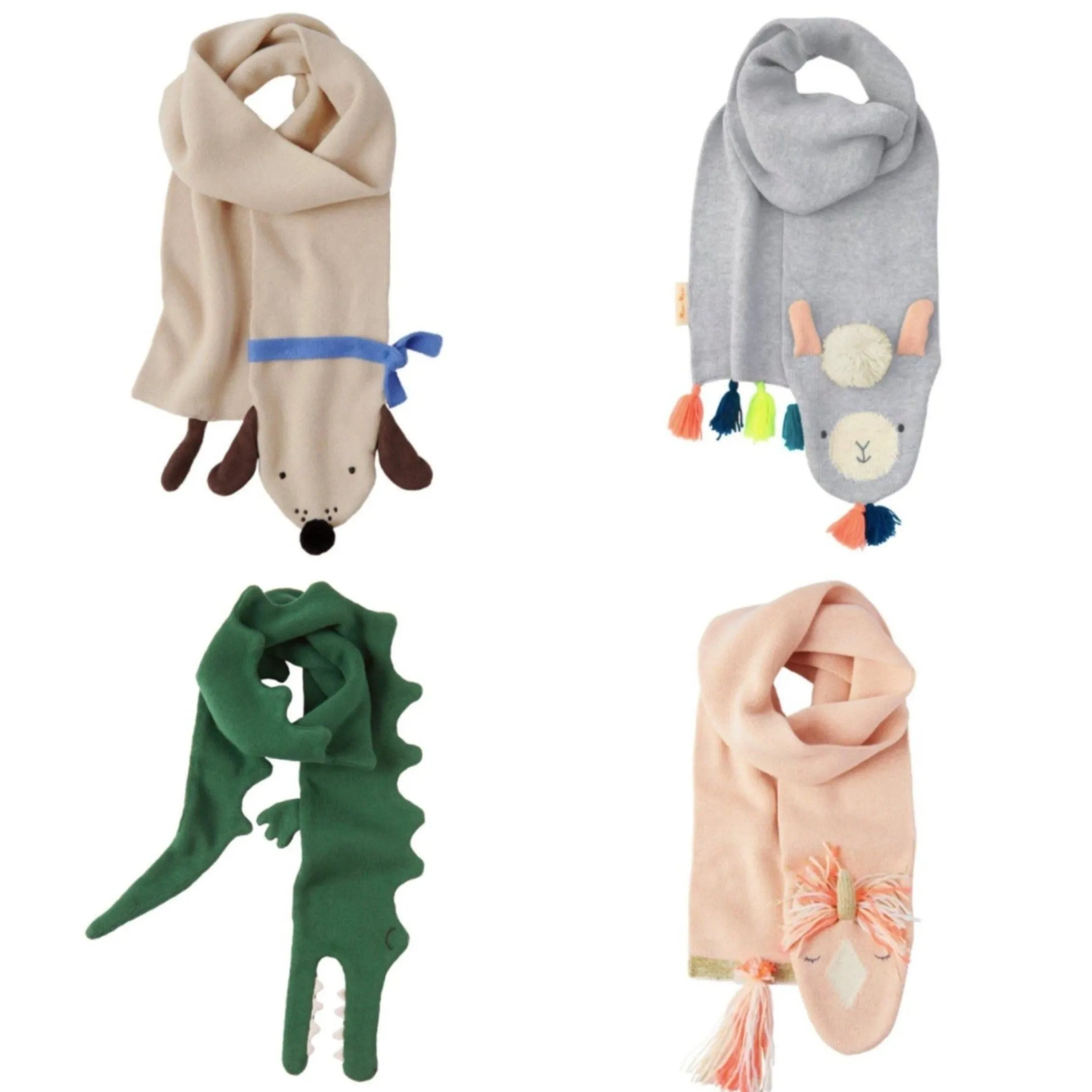 Meri Meri Knitted Boys and Girls Organic Cotton Animal Scarves