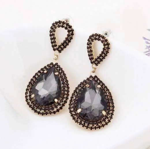 Midnight Sapphire Blue Double Teardrop Stud Earrings for Women