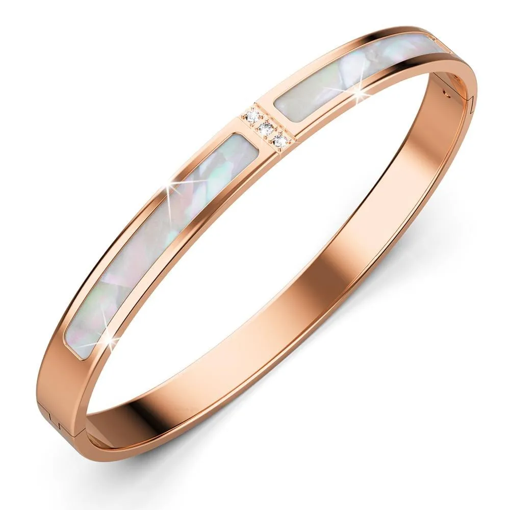 Modest Hinged Bangle in Rose Gold Layered Stainless Steel