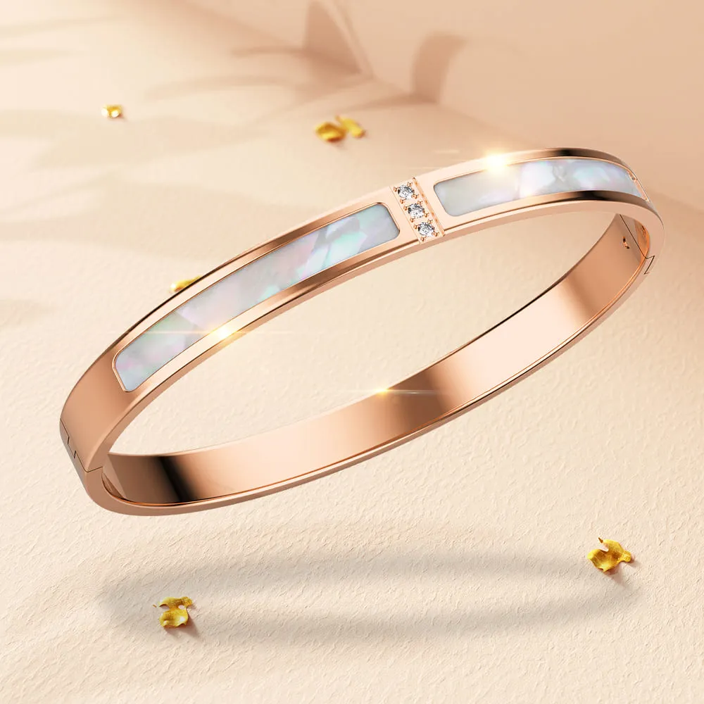 Modest Hinged Bangle in Rose Gold Layered Stainless Steel