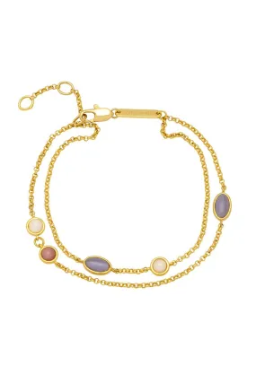 Multi Gemstone Bracelet Gold Plated