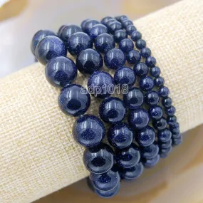 Natural Blue Sandstone Gemstone Beads Stretch Bracelet Healing Reiki