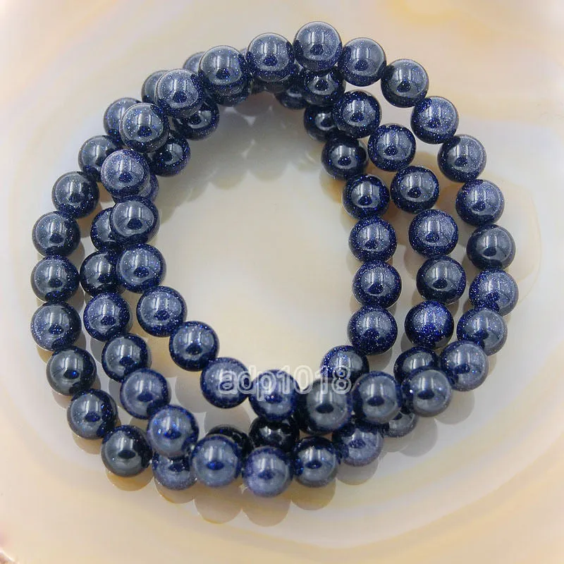 Natural Blue Sandstone Gemstone Beads Stretch Bracelet Healing Reiki