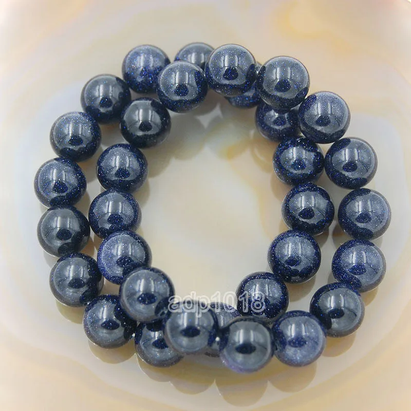 Natural Blue Sandstone Gemstone Beads Stretch Bracelet Healing Reiki