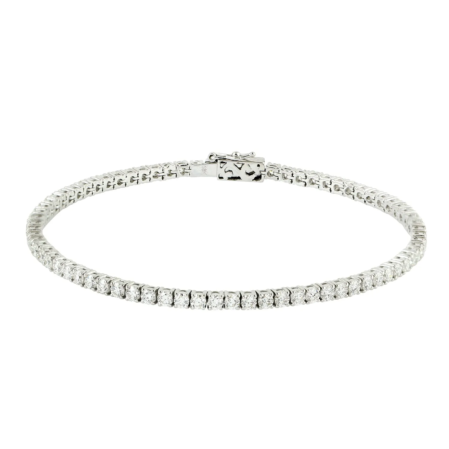 Natural Diamond Tennis Bracelet Fixed And Flexible In 18k White Gold