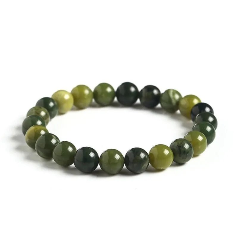 Natural Green Canadian Jade Beaded Bracelet