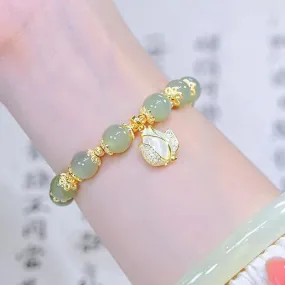 Natural Hetian Jade Tulip Bracelet Flower Bracelet Natural Jade Stone Beaded Bracelets for Women Female Fine Jewelry Accessories