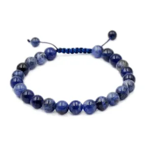 Natural Sodalite 8mm Gemstone Healing Power Crystal Adjustable Macrame Bracelet