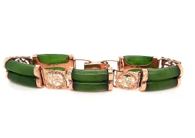 Nephrite Jade 14ct Yellow Gold Bracelet