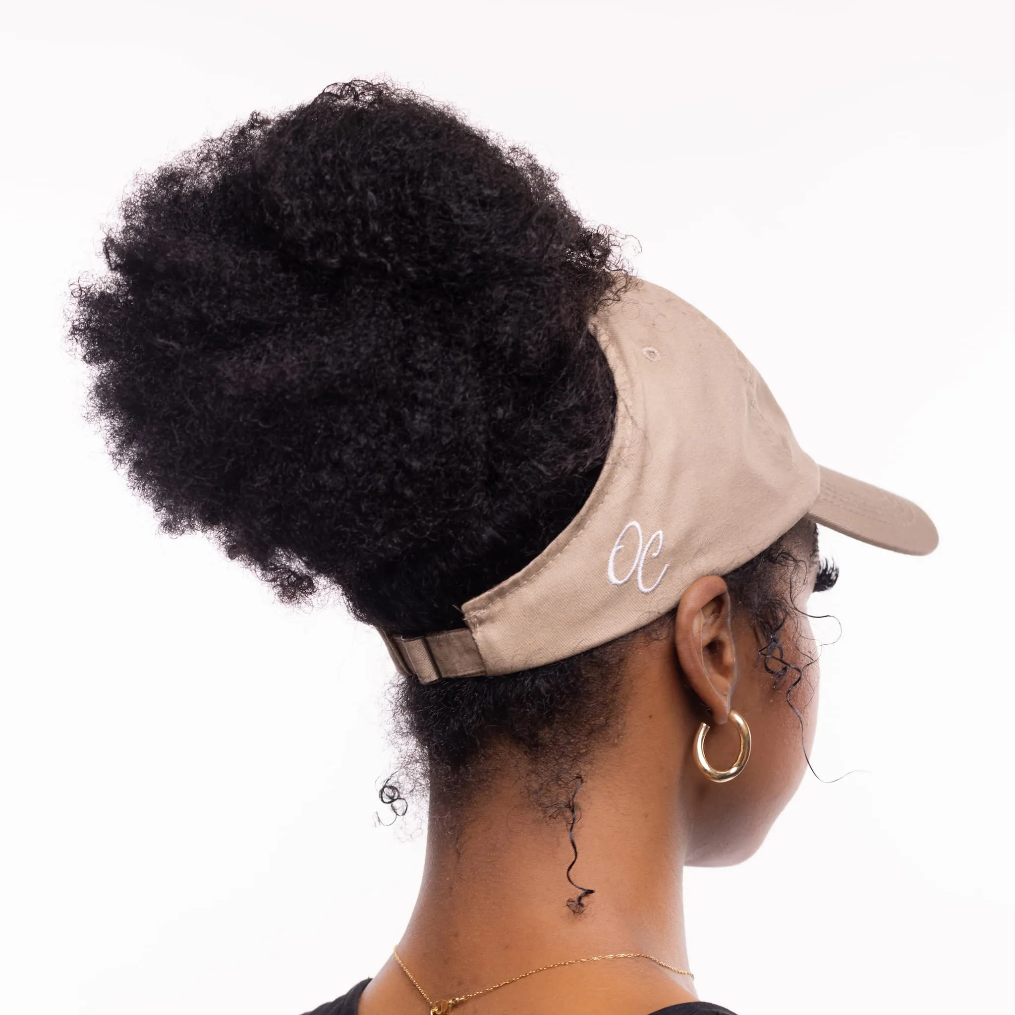 Only Curls Satin Lined Baseball Hat (with open back) - Beige