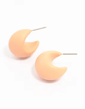 Orange Acrylic Marble Chubby C Hoop Earrings