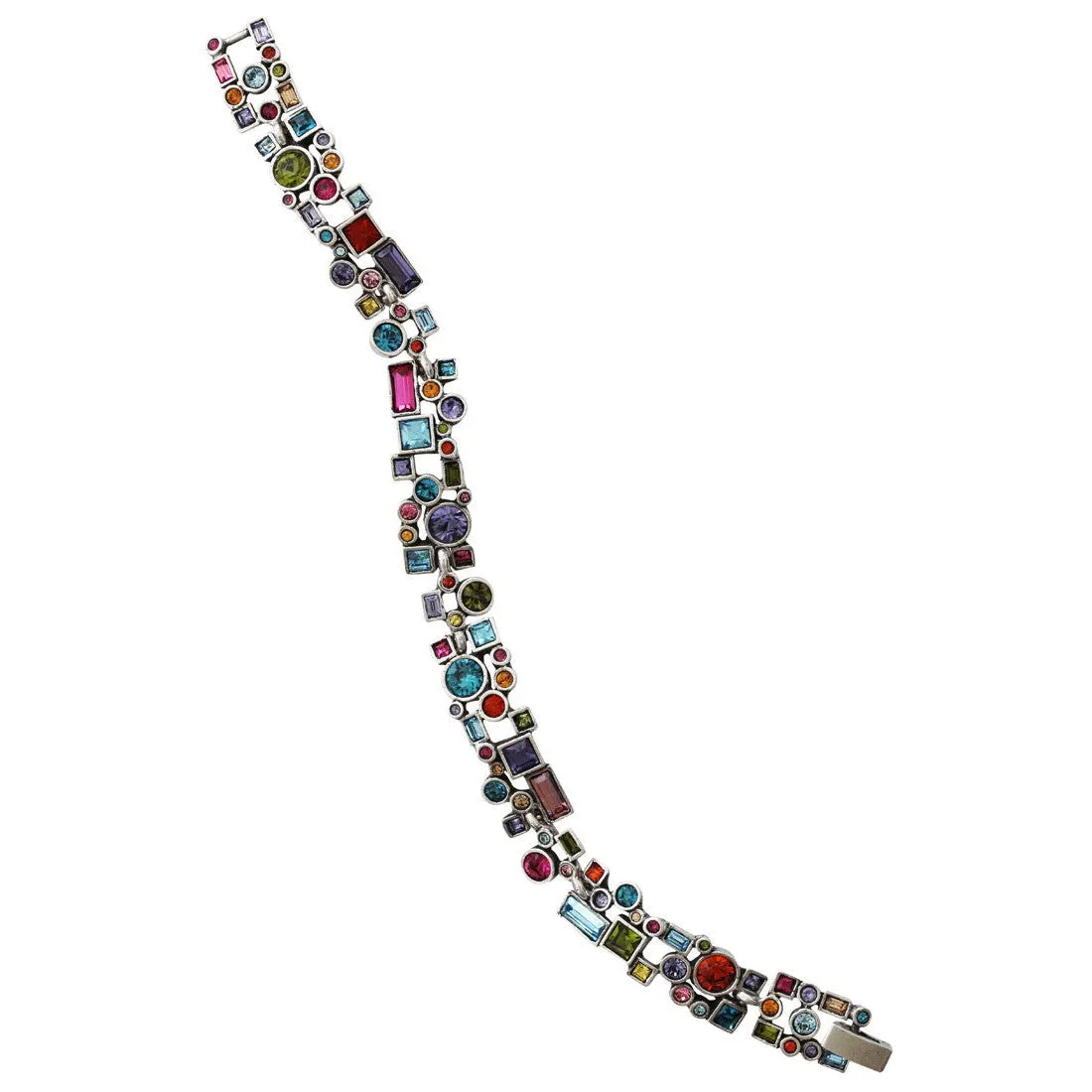 Patricia Locke Confetti Sterling Silver Plated Swarovski Crystal Multi Color Bracelet, 7.25" Fling BR0253S