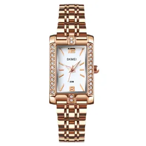 Personalized All-Match Rose Gold Diamond Women's Student Small Square Steel Belt Quartz Watch