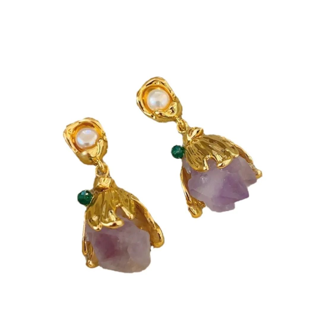 Pre Order:  Amethyst Stone Drop Earrings