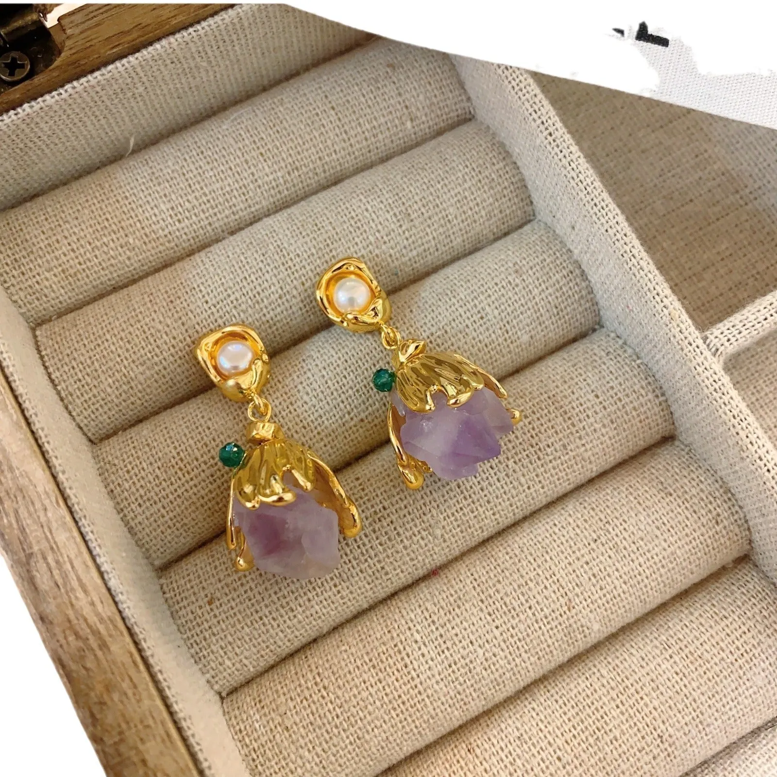 Pre Order:  Amethyst Stone Drop Earrings