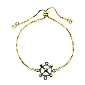 Pull Chain Bracelet: Mixt Metal Compass Gold Plated Chain (PGBT/CMPS)