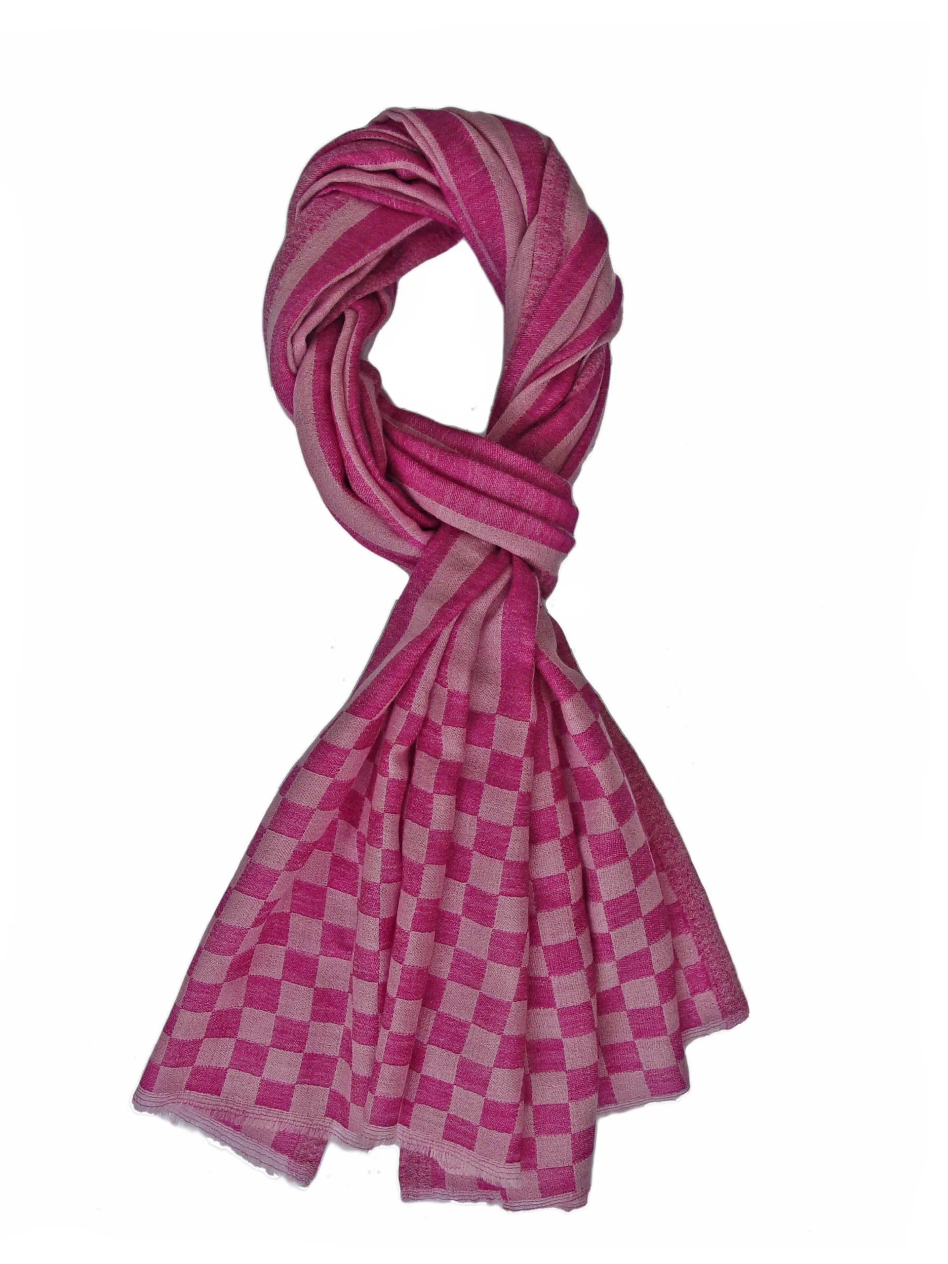 Pure Cashmere Scarf/Wrap in Checks Pattern