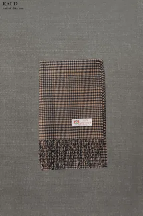 Pure Cashmere Wool Scarf - Brown Plaid