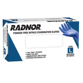 Radnor Small Blue 9 1/2" 3 mil Medical Exam Grade Latex-Free Nitrile Ambidextrous Non-Sterile Powder-Free Disposable Gloves With Textured Finish