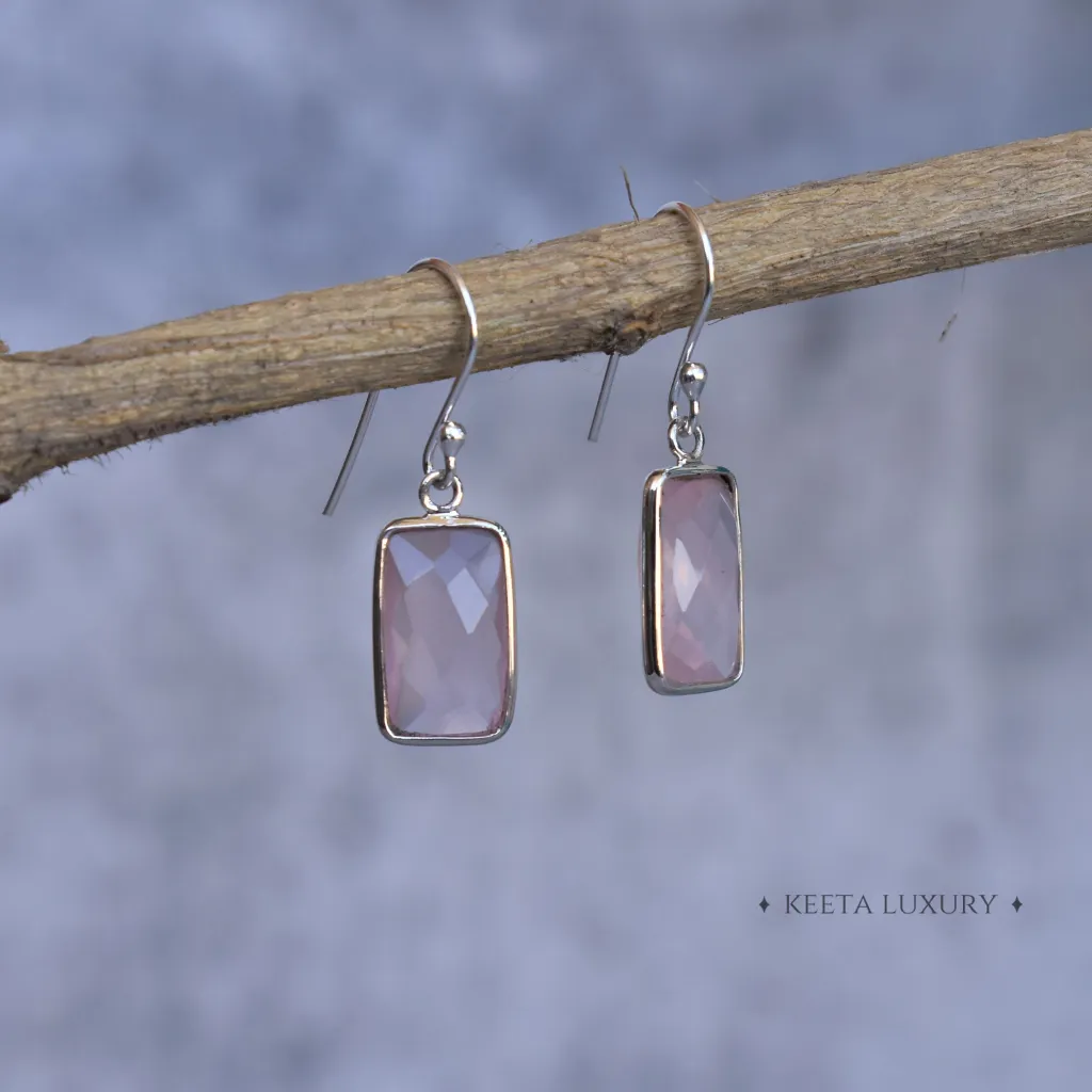 Rectangular Strength - Rose Quartz Earrings