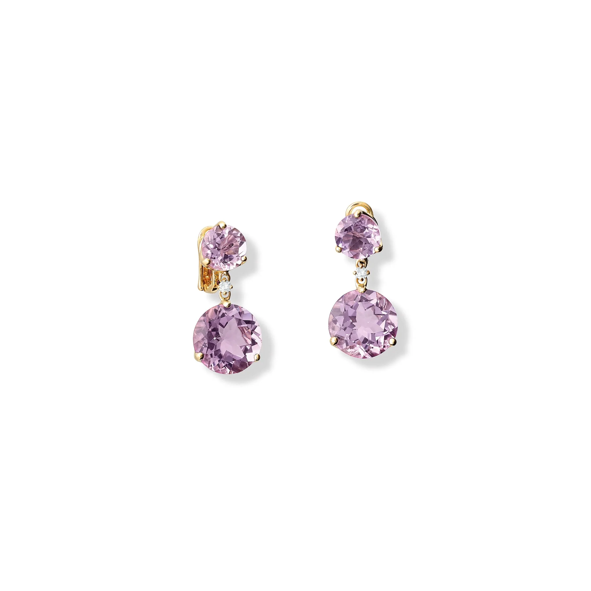 Rivière Double Earrings Yellow Gold - Amethyst & Diamond